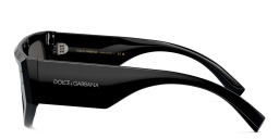 Shop Dolce & Gabbana Logo Rectangle Sunglasses in Black online.