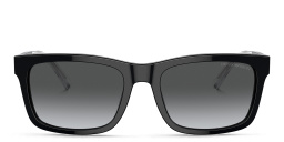 Emporio Armani Logo Rectangle Sunglasses in Shiny Black – Product Photo 1