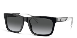 Shop Emporio Armani Logo Rectangle Sunglasses in Shiny Black online.