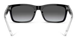 Shop Emporio Armani Logo Rectangle Sunglasses in Shiny Black online.
