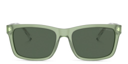 Emporio Armani Logo Rectangle Sunglasses in Shiny Opaline Green – Product Photo 1