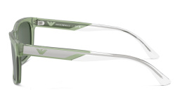 Emporio Armani Logo Rectangle Sunglasses in Shiny Opaline Green – Product Photo 3