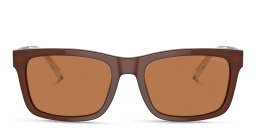 Emporio Armani Logo Rectangle Sunglasses in Shiny Opaline Brown – Product Photo 1