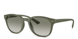 Shop Emporio Armani Logo Panthos Sunglasses in Matte Green online.