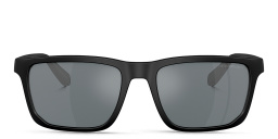 Emporio Armani Logo Rectangle Sunglasses in Matte Black – Product Photo 1