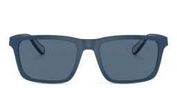 Emporio Armani Logo Rectangle Sunglasses in Matte Blue – Product Photo 1