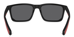 Shop Emporio Armani Eagle Logo Rectangle Sunglasses in Black online.