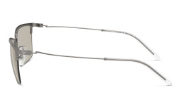 Shop Emporio Armani Logo Half-Rim Square Sunglasses in Matte Gunmetal online.