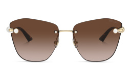 JIMMY CHOO Pearl-Embellished Rimless Cat-Eye Sunglasses in Gold – Product Photo 1