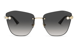 JIMMY CHOO Pearl-Embellished Rimless Cat-Eye Sunglasses in Gold – Product Photo 1