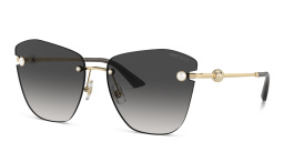 Shop JIMMY CHOO Pearl-Embellished Rimless Cat-Eye Sunglasses in Gold online.