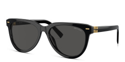 Shop MIU MIU Vertical Logo Panthos Sunglasses in Black online.