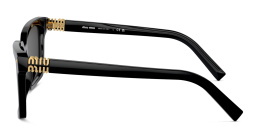 Shop MIU MIU Vertical Logo Rectangle Sunglasses in Black online.