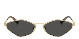 نظارات شمسية غير منتظمة بشعار العلامة العمودي من ميو ميو بلون ذهبي - صورة المنتج 1