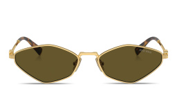 MIU MIU Vertical Logo Irregular Sunglasses in Gold – Product Photo 1