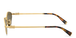 Shop MIU MIU Vertical Logo Irregular Sunglasses in Gold online.