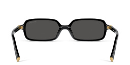 Shop MIU MIU Vertical Logo Rectangle Sunglasses in Black online.