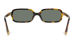 Shop MIU MIU Vertical Logo Rectangle Sunglasses in Honey Havana online.