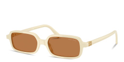 Shop MIU MIU Vertical Logo Rectangle Sunglasses in Solid Cream online.