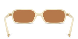 Shop MIU MIU Vertical Logo Rectangle Sunglasses in Solid Cream online.