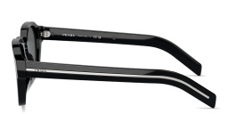 Shop PRADA Logo Round Sunglasses in Black online.