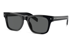 Shop PRADA Logo Rectangle Sunglasses in Black online.