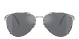 Shop PRADA Logo Aviator Sunglasses in Silver online.