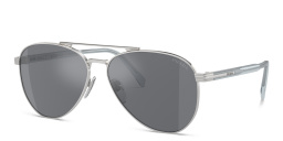 Shop PRADA Logo Aviator Sunglasses in Silver online.