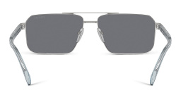 Shop PRADA Logo Rectangle Sunglasses in Silver online.