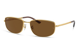 Shop Ray-Ban Logo Unisex Irregular Sunglasses in Gold online.