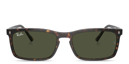 Shop Ray-Ban Logo Unisex Rectangle Sunglasses in Havana online.