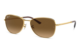Shop Ray-Ban Logo Unisex Pilot Sunglasses in Gold online.
