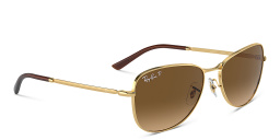 Shop Ray-Ban Logo Unisex Pilot Sunglasses in Gold online.