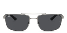 تسوق نظارات شمسية مستطيلة للجنسين بشعار العلامة راي بان بلون رصاصي أونلاين.