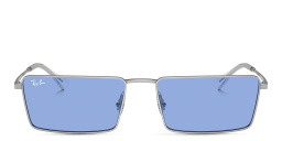 Shop Ray-Ban Emy Unisex Rectangle Sunglasses in Silver online.