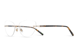 Shop EYE'M Rimless Wide Cat-Eye Eyeglasses in Gold Havana online.