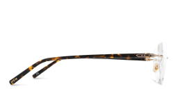 Shop EYE'M Rimless Wide Cat-Eye Eyeglasses in Gold Havana online.