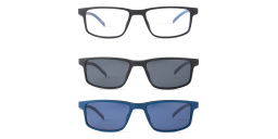 EYE'M Clip-On Rectangle Eyeglasses in Matte Black – Product Photo 1