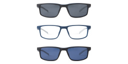 EYE'M Clip-On Rectangle Eyeglasses in Blue – Product Photo 1