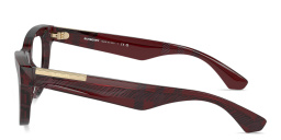 Shop BURBERRY Check Pattern Rectangle Eyeglasses in Red online.