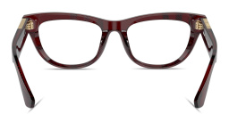 Shop BURBERRY Check Pattern Rectangle Eyeglasses in Red online.