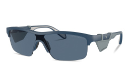 Emporio Armani Mask Half-Rim Irregular Sunglasses in Blue – Product Photo 2