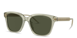 Shop GIORGIO ARMANI Logo Signature Square Sunglasses in Transparent Green online.