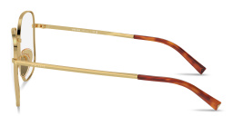 Shop PRADA Engraved Logo Wide Square Eyeglasses in Gold online.