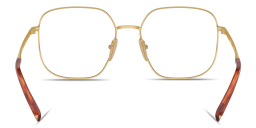 Shop PRADA Engraved Logo Wide Square Eyeglasses in Gold online.