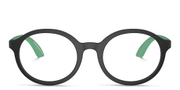 Shop Emporio Armani Logo Kids Round Eyeglasses in Black online.