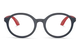 Shop Emporio Armani Logo Kids Round Eyeglasses in Dark Blue online.