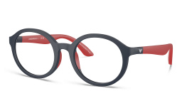 Shop Emporio Armani Logo Kids Round Eyeglasses in Dark Blue online.