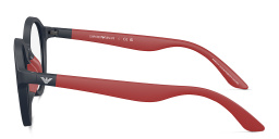 Shop Emporio Armani Logo Kids Round Eyeglasses in Dark Blue online.