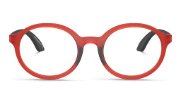 Shop Emporio Armani Logo Kids Round Eyeglasses in Red online.